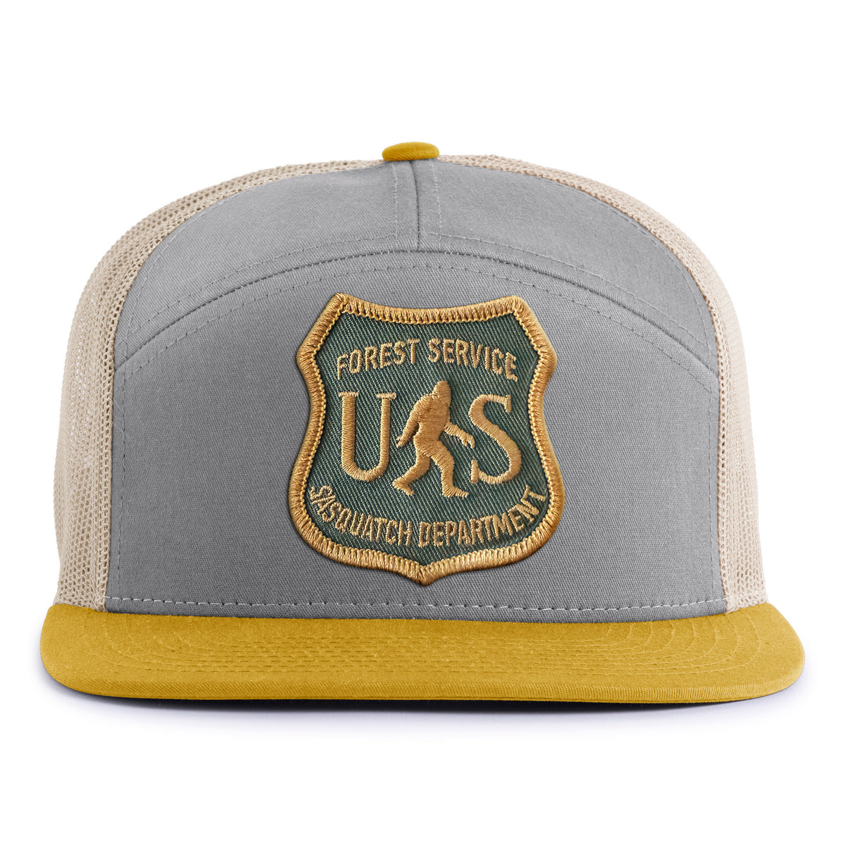 SASQUATCH 7-Panel Flat Bill Snapback, Richardson 168 Grey