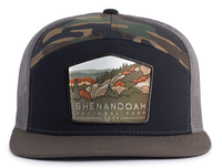 SHENANDOAH 7-Panel Flat Camo Hat, Richardson 168 Black