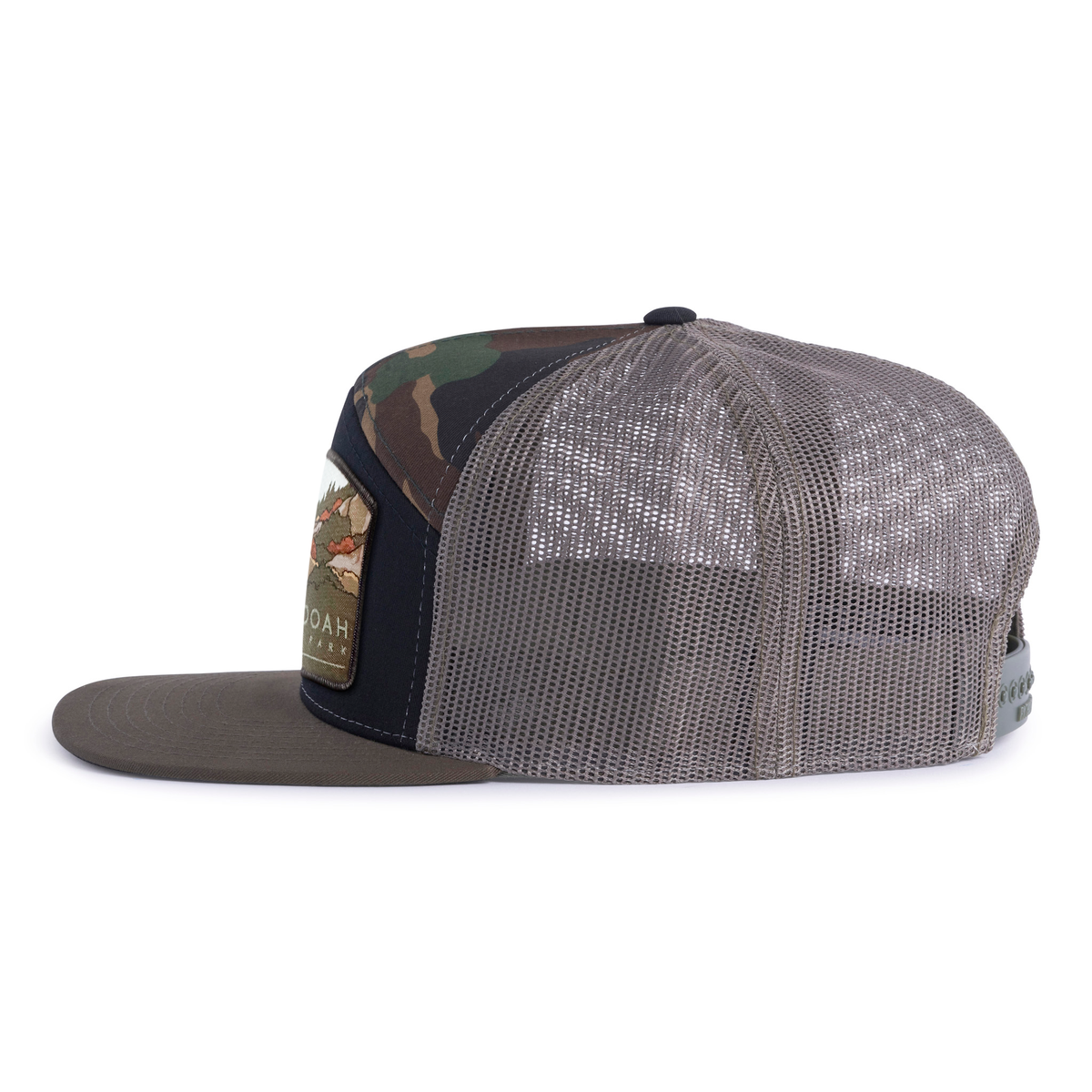 SHENANDOAH 7-Panel Flat Camo Hat, Richardson 168 Black