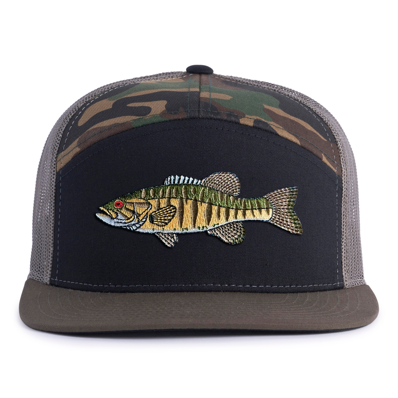 SMALLMOUTH BASS 7-Panel Flat Camo Hat