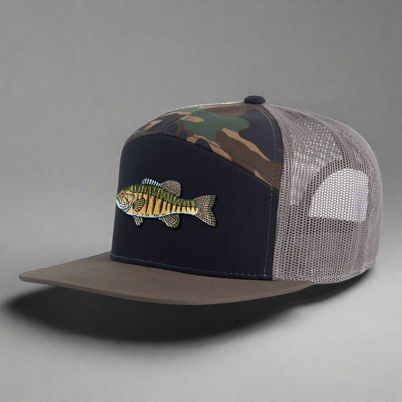 SMALLMOUTH BASS 7-Panel Flat Camo Hat