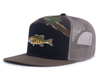 SMALLMOUTH BASS 7-Panel Flat Camo Hat, Richardson 168 Black