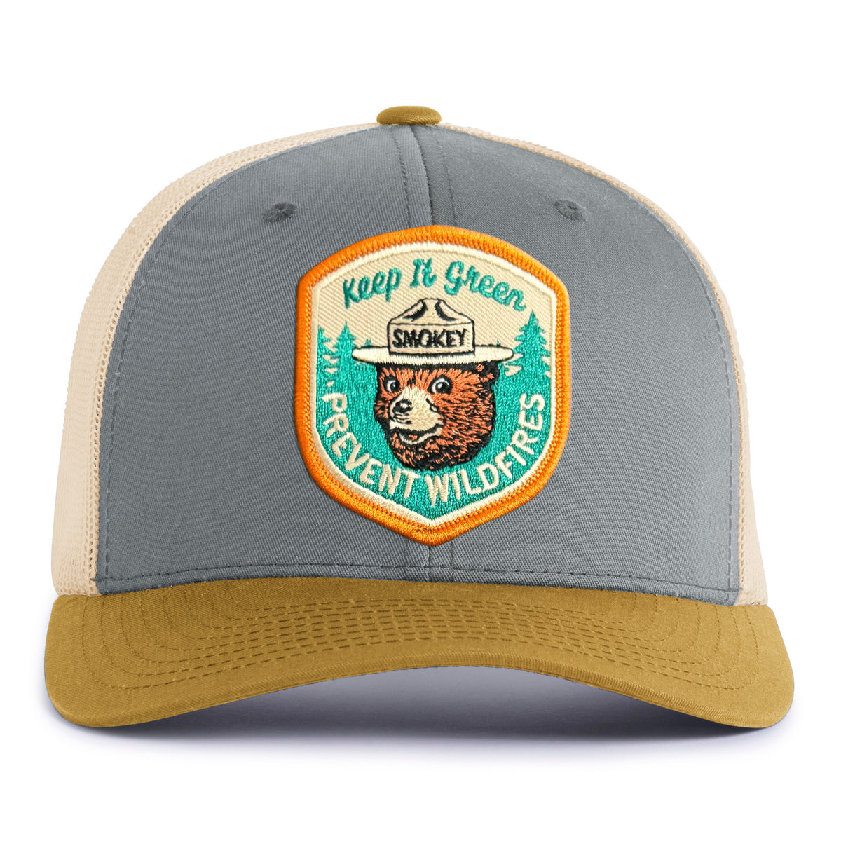 SMOKEY BEAR 6-Panel Low-Profile Snapback, Richardson 115 Grey