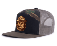 SQUATCHY 7-Panel Flat Bill Camo Hat, Richardson 168 Black
