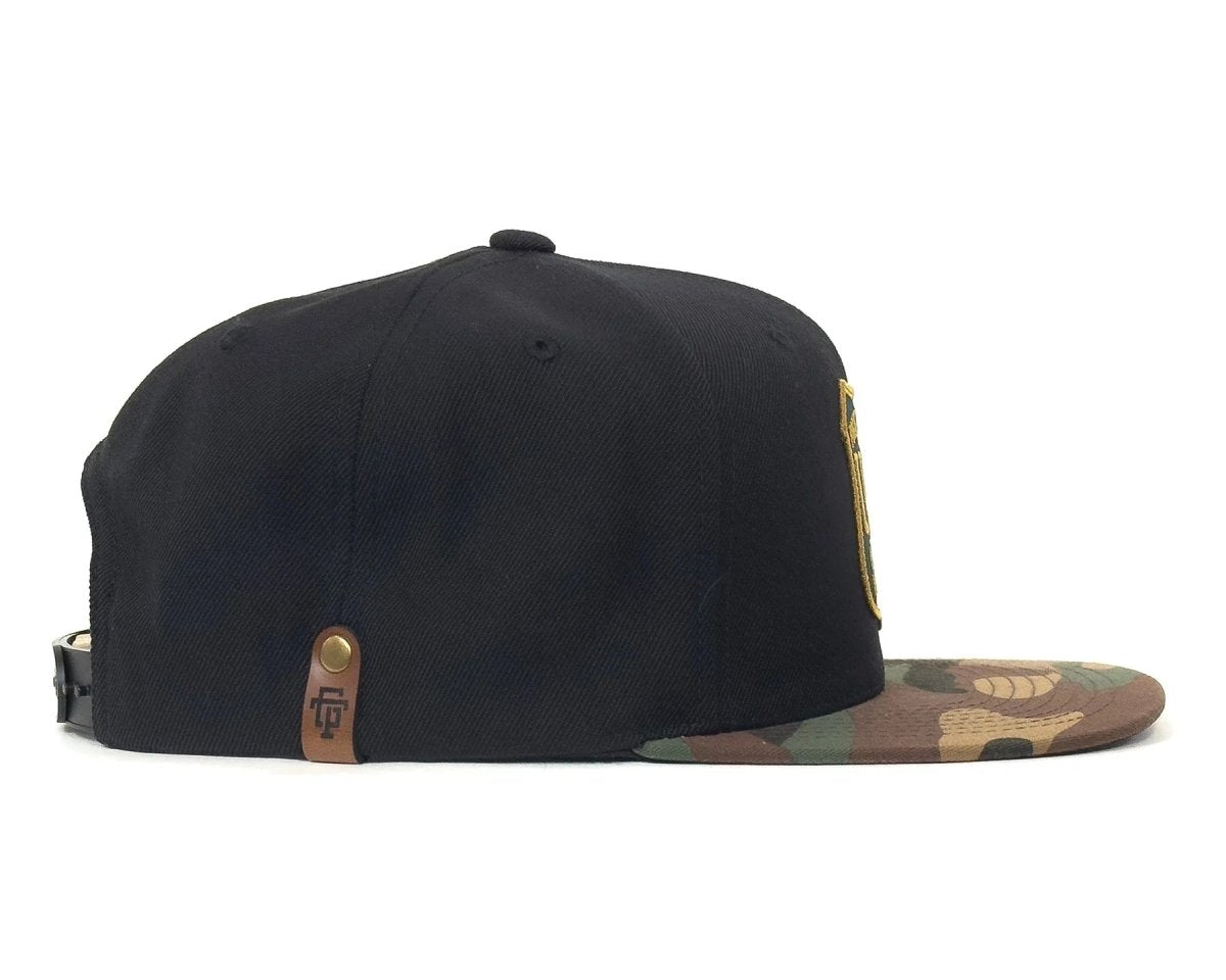 SASQUATCH 6 - Panel Flat Camo Hat Black - Tailgate Hats