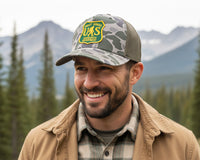 SASQUATCH 5-Panel Curved Camo Hat, Richardson 112 Green