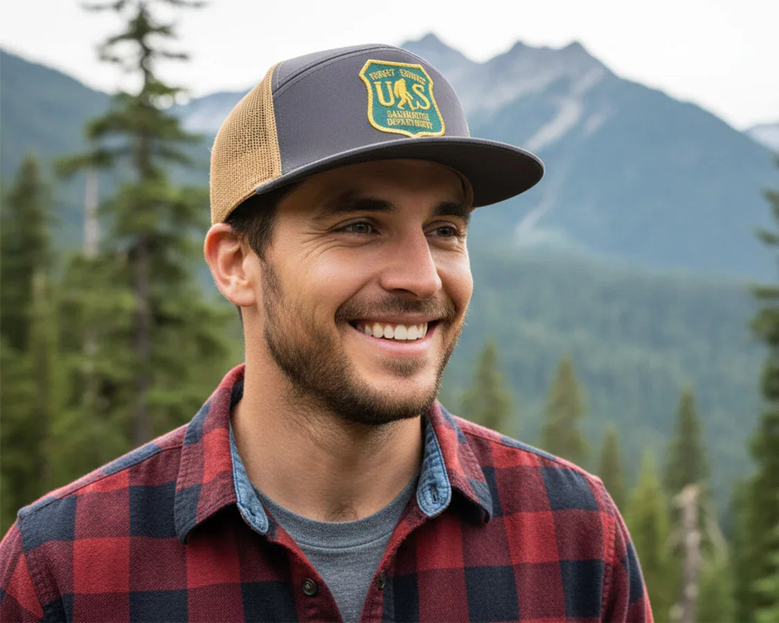 SASQUATCH 7-Panel Flat Bill Snapback, Richardson 168 Grey