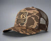 SASQUATCH 5-Panel Curved Camo Hat, Richardson 112 Brown