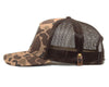 SASQUATCH 5-Panel Curved Camo Hat, Richardson 112 Brown