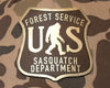 SASQUATCH 5-Panel Curved Camo Hat, Richardson 112 Brown