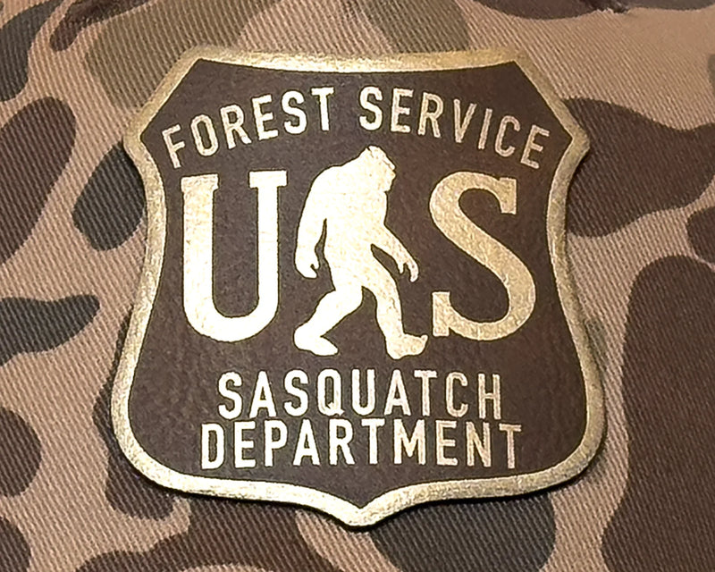 SASQUATCH 5-Panel Curved Camo Hat, Richardson 112 Brown