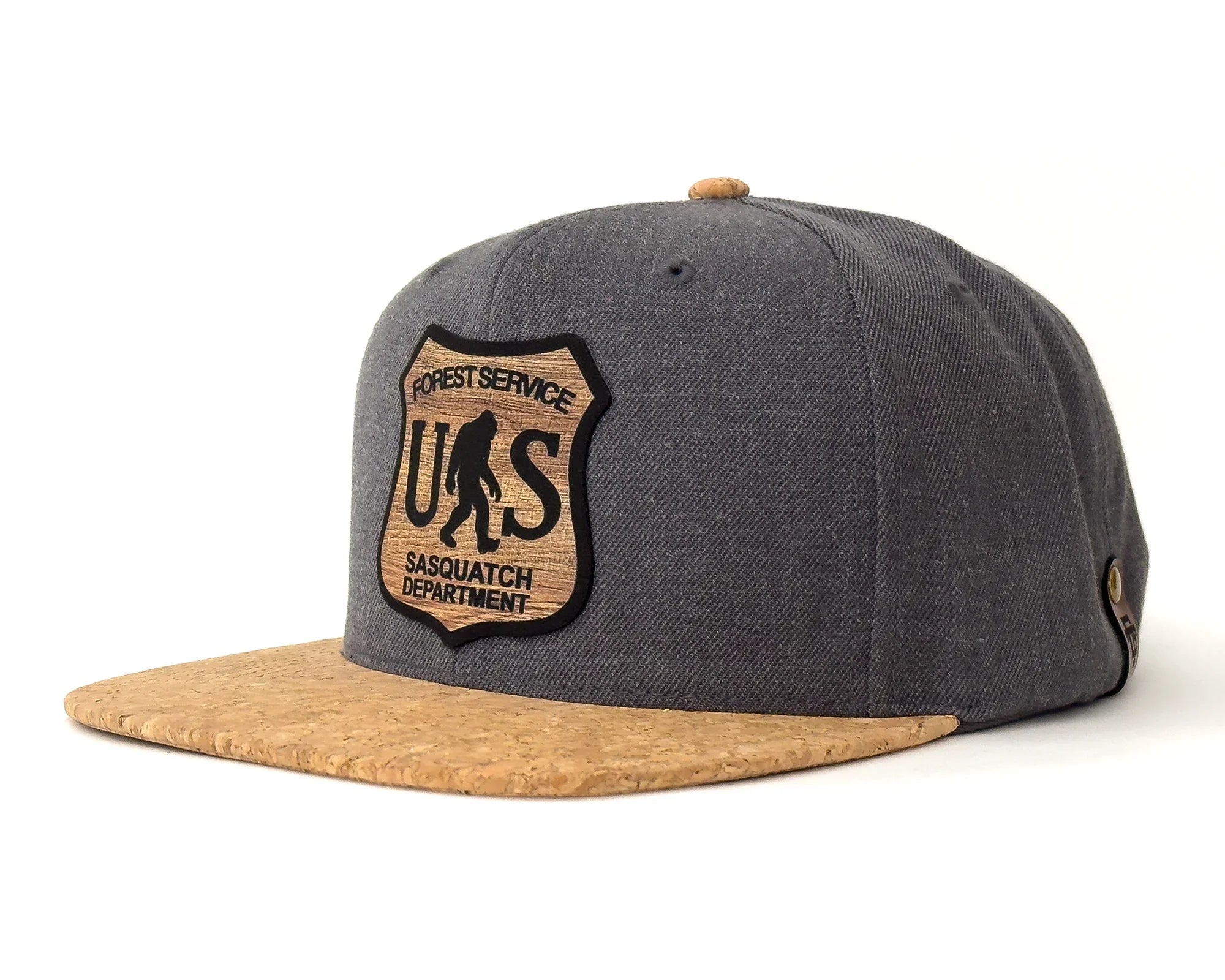 SASQUATCH WOOD CORK 6-Panel Flat Snapback Charcoal