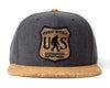 SASQUATCH WOOD CORK 6-Panel Flat Snapback Charcoal