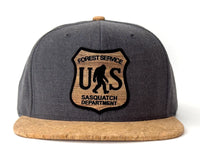 SASQUATCH WOOD CORK 6-Panel Flat Snapback Charcoal