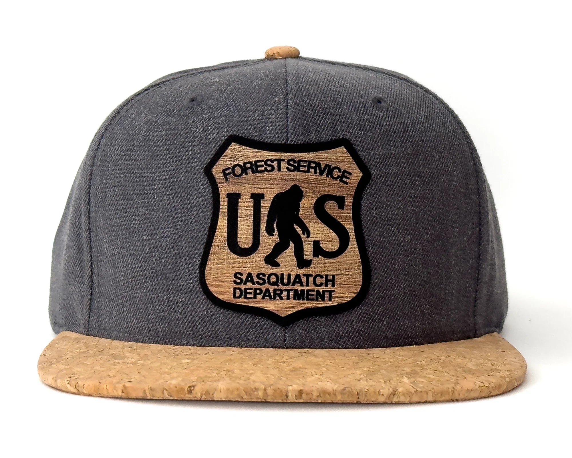 SASQUATCH WOOD CORK 6-Panel Flat Snapback Charcoal