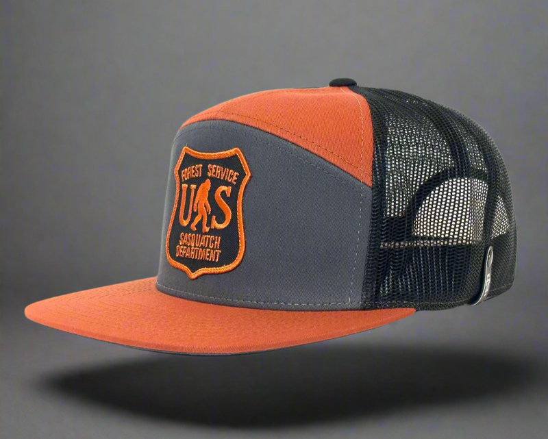 SASQUATCH 7-Panel Flat Bill Snapback, Richardson 168 Orange
