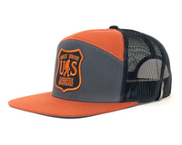 SASQUATCH 7-Panel Flat Bill Snapback, Richardson 168 Orange