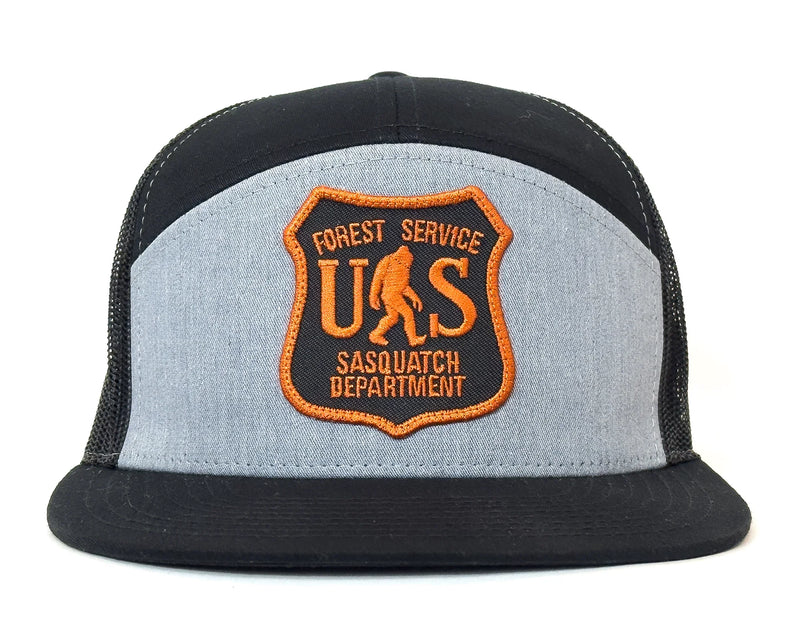 SASQUATCH 7-Panel Flat Bill Snapback, Richardson 168 Black