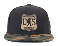 SASQUATCH WOOD 6-Panel Flat Camo Hat Black