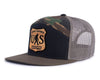 SASQUATCH WOOD 7-Panel Flat Bill Camo Hat, Richardson 168 Black