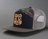 SASQUATCH WOOD 7-Panel Flat Bill Camo Hat, Richardson 168 Black
