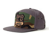 SASQUATCH WOOD 7-Panel Flat Camo Strapback, Charcoal