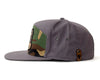 SASQUATCH WOOD 7-Panel Flat Camo Strapback, Charcoal