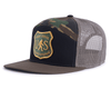 SASQUATCH 7-Panel Flat Bill Camo Snapback, Richardson 168 Black