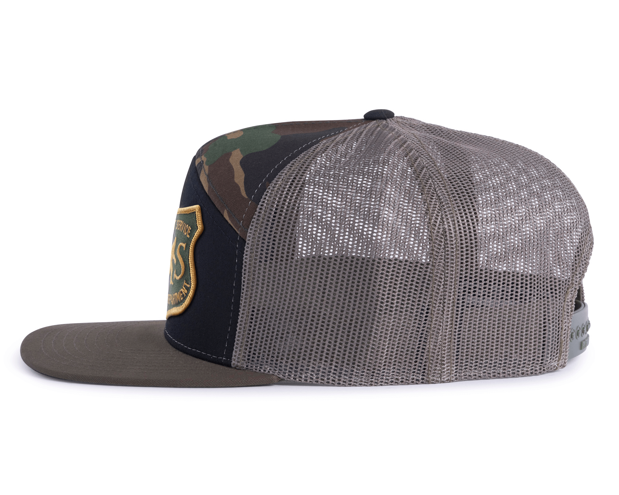 SASQUATCH 7-Panel Flat Bill Camo Snapback, Richardson 168 Black
