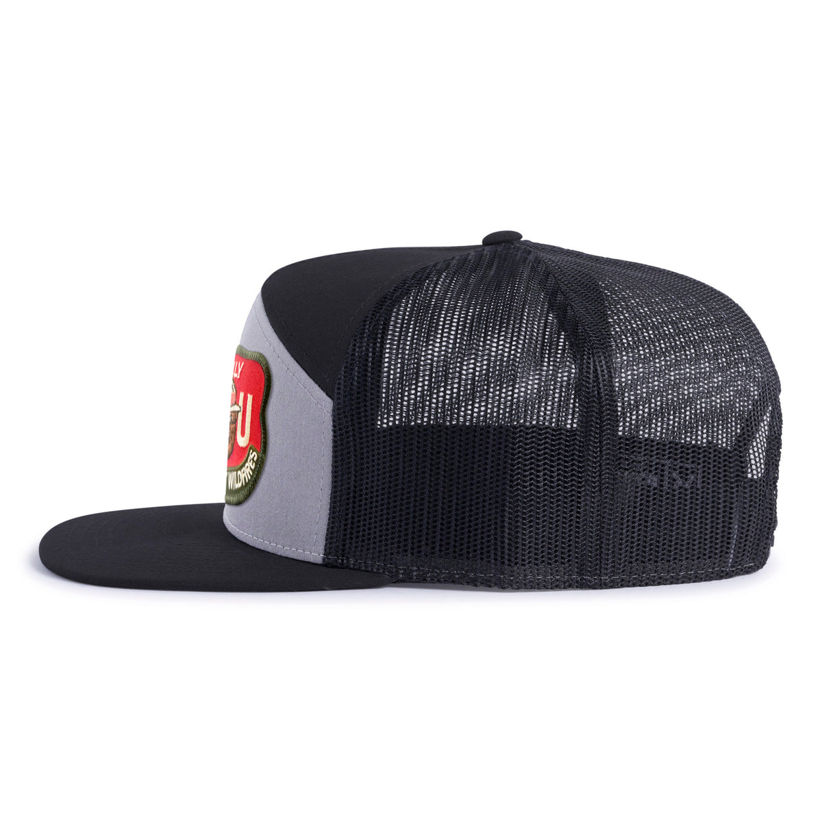 SMOKEY BEAR 7-Panel Flat Snapback, Richardson 168 Black