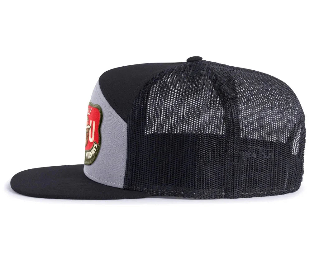 SMOKEY BEAR 7-Panel Flat Snapback, Richardson 168 Black