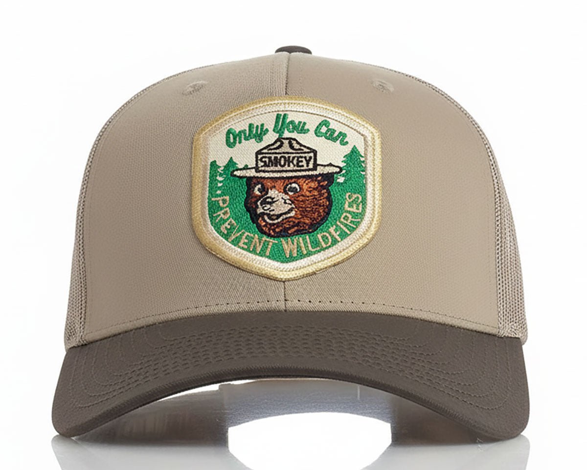 SMOKEY BEAR™ Tan Trucker Hat | Tailgate Hats - Tailgate Hats