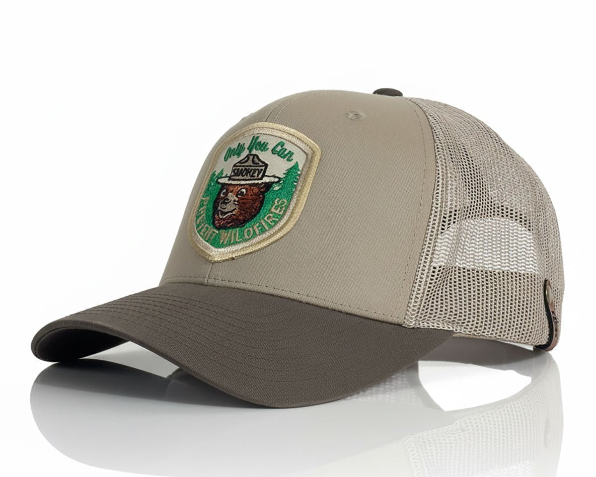 SMOKEY BEAR™ Tan Trucker Hat | Tailgate Hats - Tailgate Hats