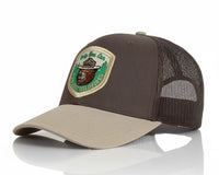 SMOKEY BEAR 6 - Panel Curved Snapback, Richardson 112 Brown - Tailgate Hats