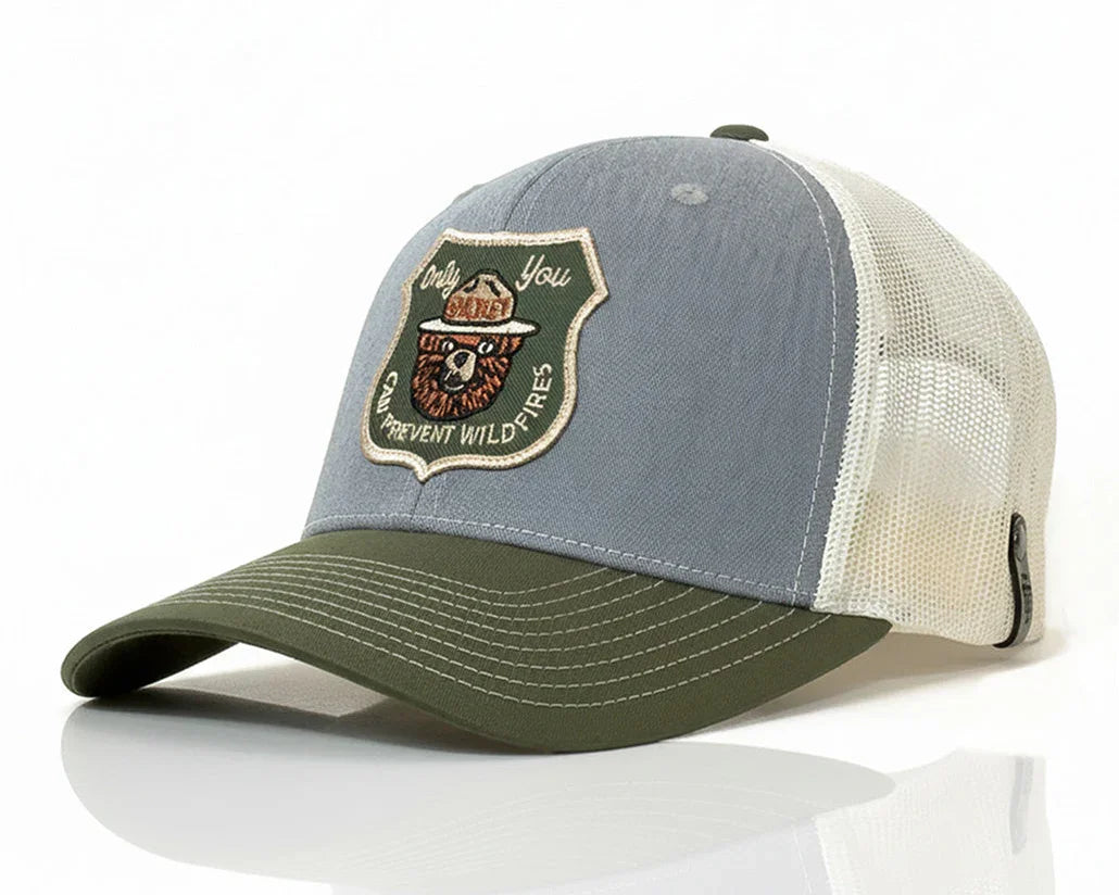 Trucker hat with a patch on a white background