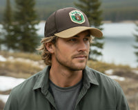 SMOKEY BEAR 6 - Panel Curved Snapback, Richardson 112 Brown - Tailgate Hats