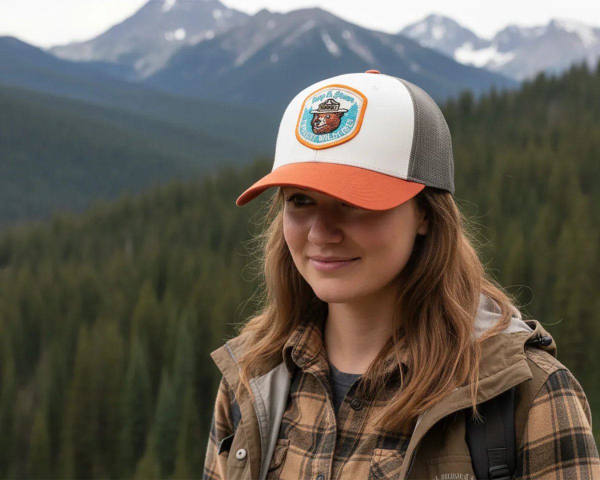 SMOKEY BEAR 6 - Panel Low - Profile Snapback, Richardson 115 Beige Orange - Tailgate Hats