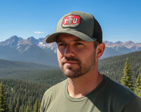 SMOKEY BEAR 6-Panel Curved Snapback, Richardson 112 Green