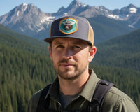 SMOKEY BEAR 7-Panel Flat Snapback, Richardson 168 Grey Gold