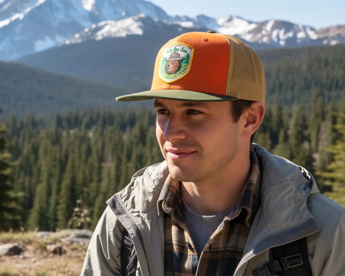 SMOKEY BEAR 6 - Panel Flat Snapback Orange Gold - Tailgate Hats