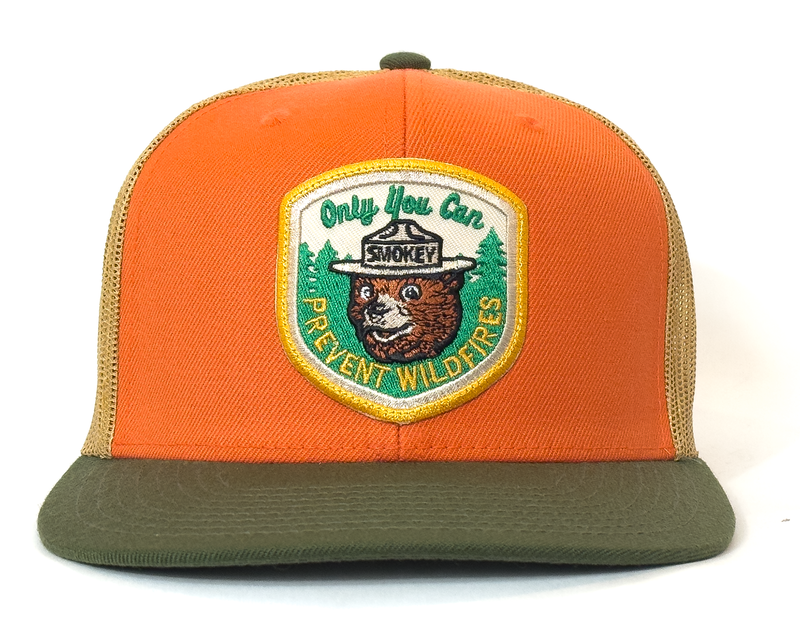SMOKEY BEAR 6-Panel Flat Snapback Orange Gold