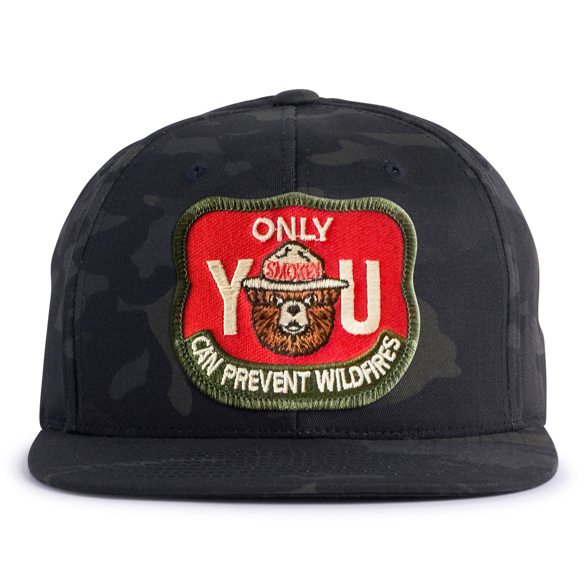 SMOKEY BEAR 6-Panel Flat Camo Hat Black