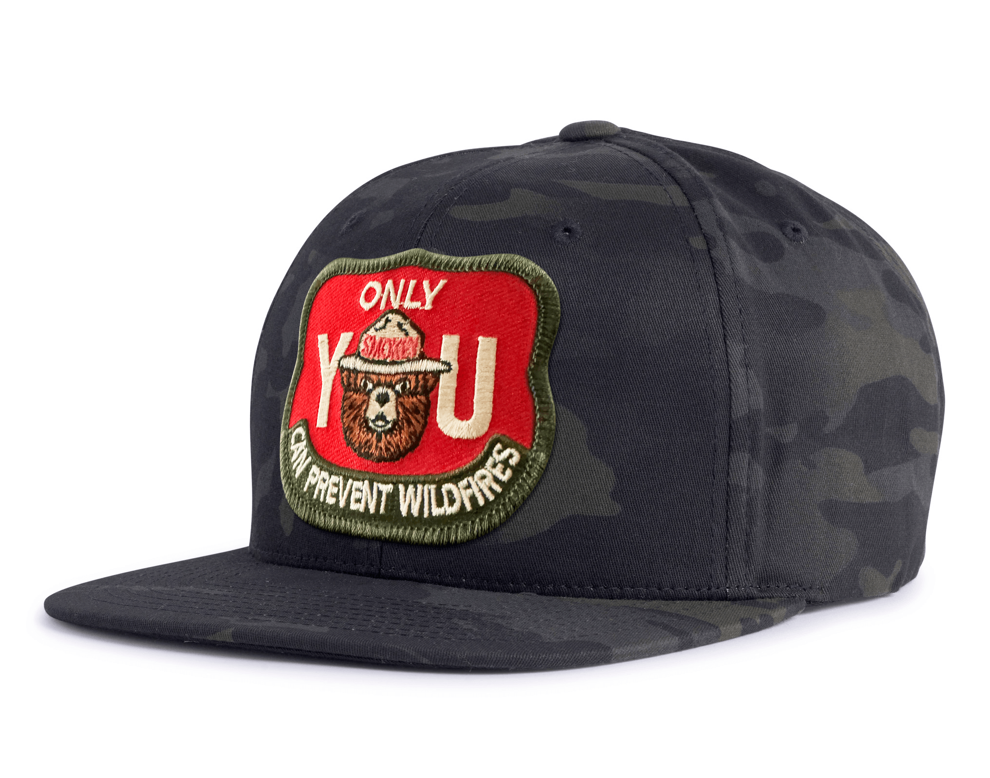 SMOKEY BEAR 6-Panel Flat Camo Hat Black