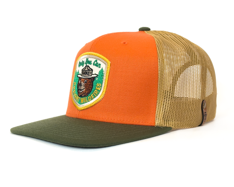 SMOKEY BEAR 6-Panel Flat Snapback Orange Gold