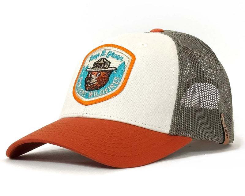 Trucker hat with a patch on a white background
