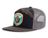 SMOKEY BEAR 7-Panel Flat Camo Hat, Richardson 168 Black