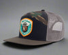 SMOKEY BEAR 7-Panel Flat Camo Hat, Richardson 168 Black