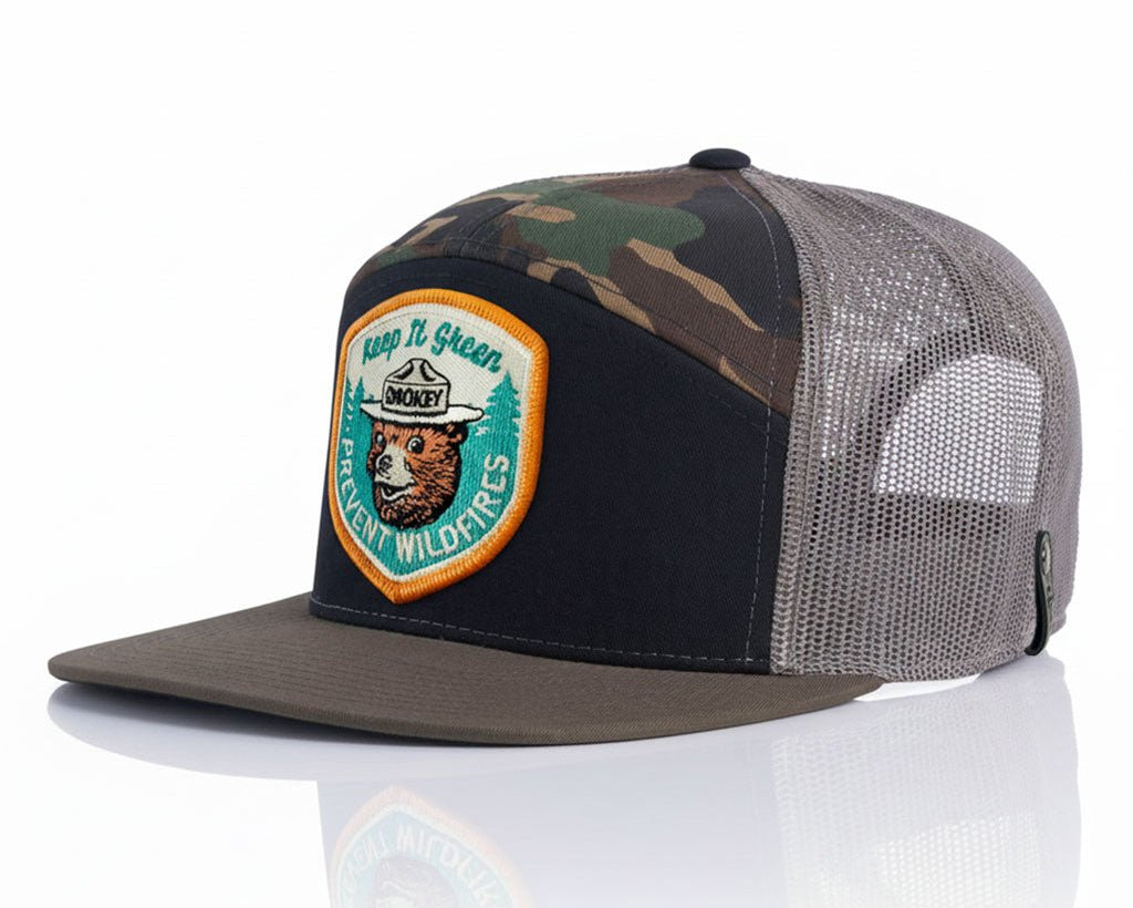 Smokey Bear® Camo Trucker – Richardson 168 - Tailgate Hats