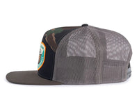 SMOKEY BEAR 7-Panel Flat Camo Hat, Richardson 168 Black