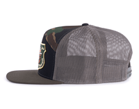 SMOKEY BEAR 7-Panel Flat Camo Hat, Richardson 168 Black